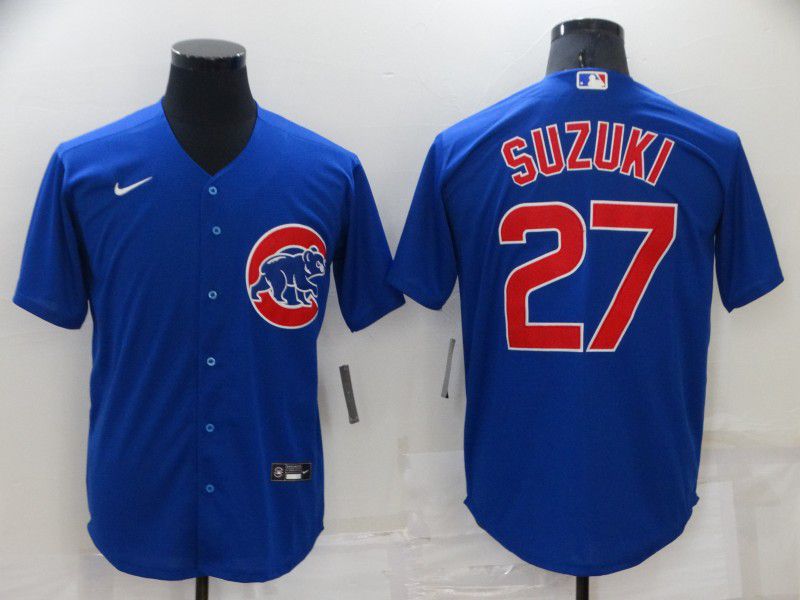 Cheap Men Chicago Cubs 27 Suzuki Blue Game Nike 2022 MLB Jersey